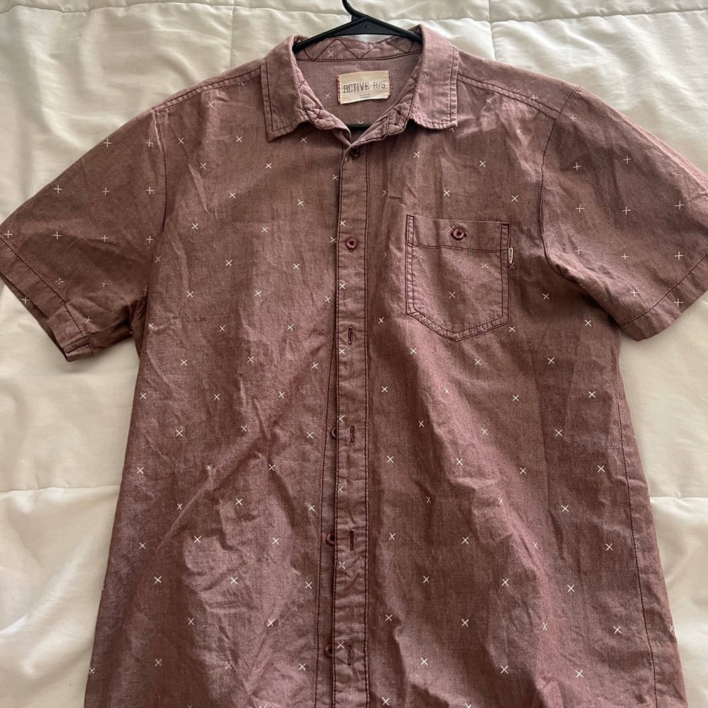Active USA Men's Casual Burgundy Button Down Shirt